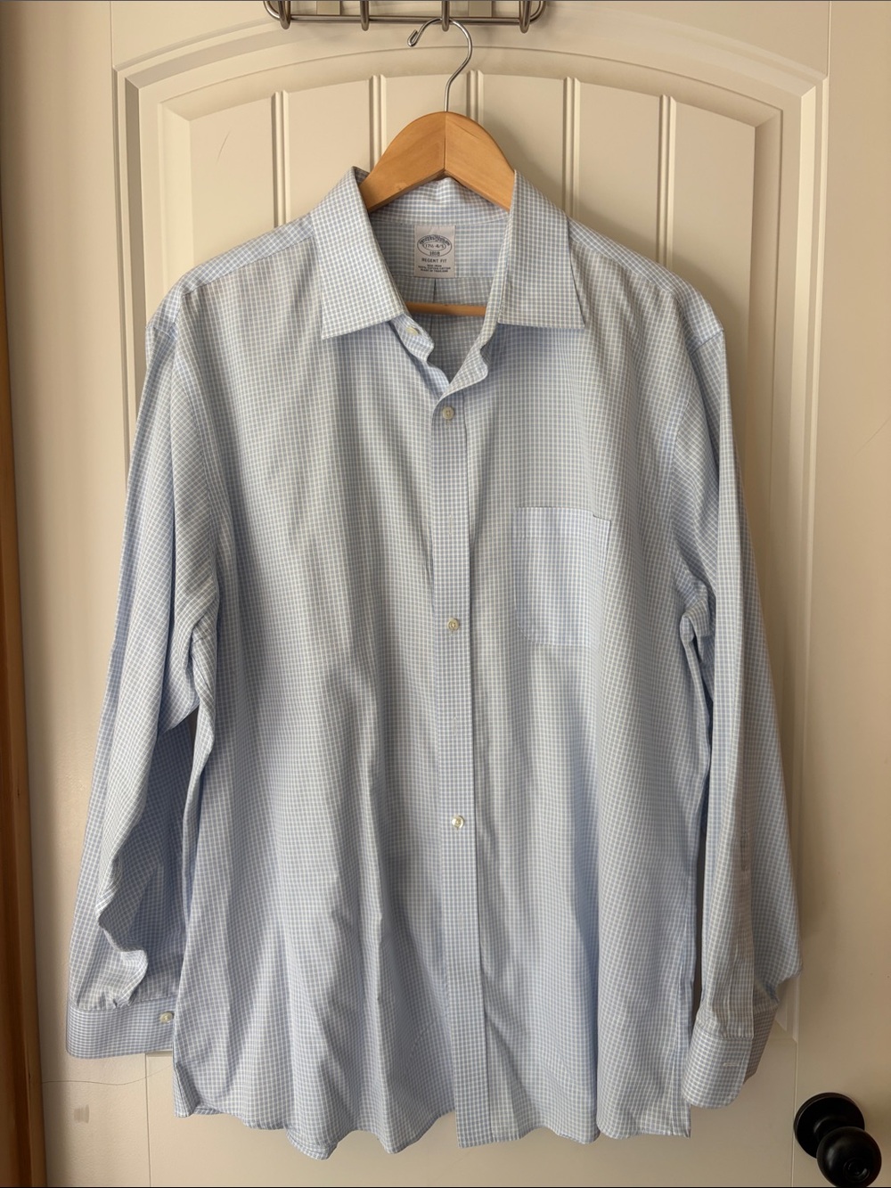 Brooks Brothers Light Blue Micro-Checked Dress Shirt